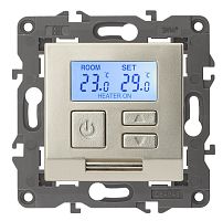 Терморегулятор электронный с датчиком без рамки Эра Elegance 0С +50С шампань картинка